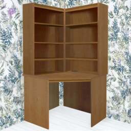 R White Cabinets Corner 8 Shelf Computer Desk with Hutch Set Brown - Size: 182.8 x 94 x 54cm - Wilko