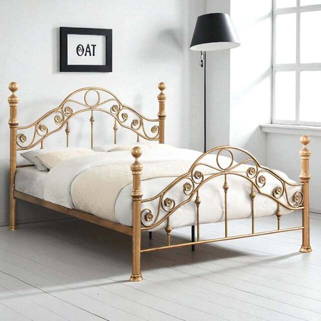 OAT Home Kensington Double Antique Brass Effect Metal Bed - Wilko - image 1