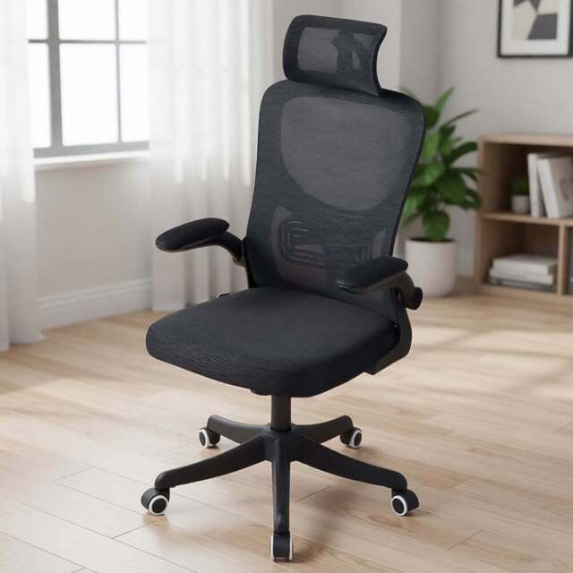Living and Home Black Mesh Swivel and Adjustable Office Chair - Size: 120 x 62 x 50cm - Wilko - image 1