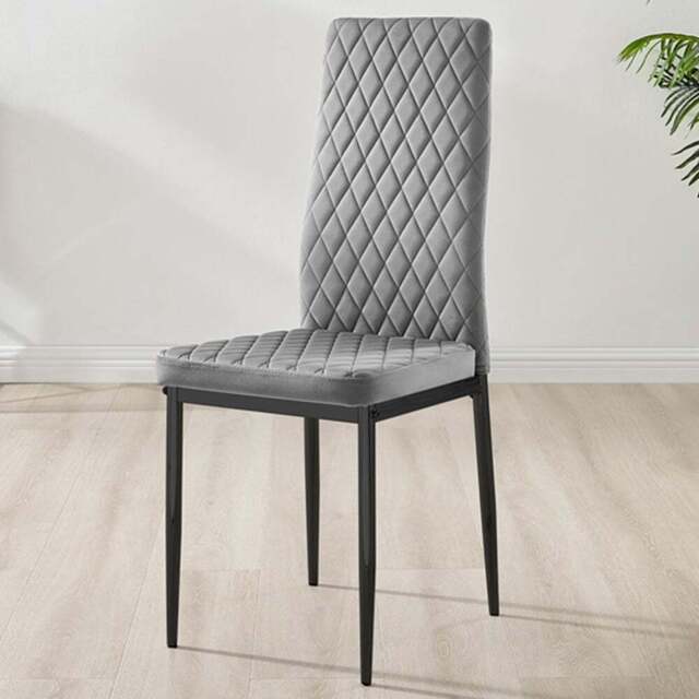 Furniturebox Valera Set of 4 Grey and Black Velvet Dining Chair - Wilko - image 1
