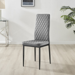 Furniturebox Valera Set of 4 Grey and Black Velvet Dining Chair - Wilko - thumbnail 7