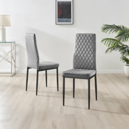 Furniturebox Valera Set of 4 Grey and Black Velvet Dining Chair - Wilko - thumbnail 3