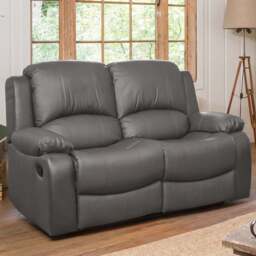 Glendale 2 Seater Grey Bonded Leather Manual Recliner Sofa - Artemis Home - Wilko