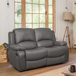 Glendale 2 Seater Grey Bonded Leather Manual Recliner Sofa - Artemis Home - Wilko - thumbnail 5