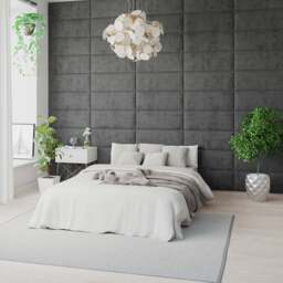 Aspire EasyMount Charcoal Firenze Velour Upholstered Wall Mounted Headboard Panels 8 Pack - Grey - Aspire Beds - Wilko - thumbnail 3