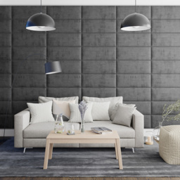 Aspire EasyMount Charcoal Firenze Velour Upholstered Wall Mounted Headboard Panels 8 Pack - Grey - Aspire Beds - Wilko - thumbnail 4