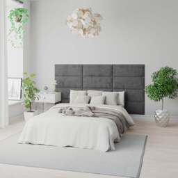 Aspire EasyMount Charcoal Firenze Velour Upholstered Wall Mounted Headboard Panels 8 Pack - Grey - Aspire Beds - Wilko