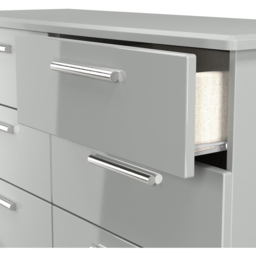 Crowndale Knightsbridge 6 Drawer Grey Gloss and Dusk Grey Wide Chest of Drawers Ready Assembled - Grey Gloss & Dusk Grey - Wilko - thumbnail 7