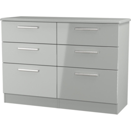 Crowndale Knightsbridge 6 Drawer Grey Gloss and Dusk Grey Wide Chest of Drawers Ready Assembled - Grey Gloss & Dusk Grey - Wilko - thumbnail 4