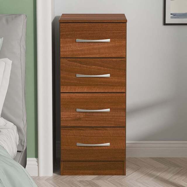 Crowndale Avon 4 Drawer Noche Walnut Bedside Cabinet - Wilko - image 1