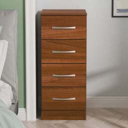 Crowndale Avon 4 Drawer Noche Walnut Bedside Cabinet - Wilko