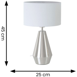 ValueLights Jax Reni Grey and Chrome Drum Shade Touch LED Table Lamp - Size: 41 x 25 x 25cm - Silver - Wilko - thumbnail 7
