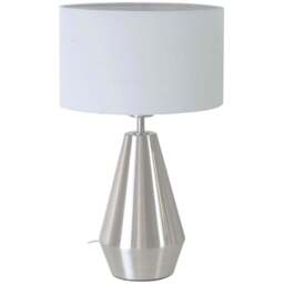 ValueLights Jax Reni Grey and Chrome Drum Shade Touch LED Table Lamp - Size: 41 x 25 x 25cm - Silver - Wilko