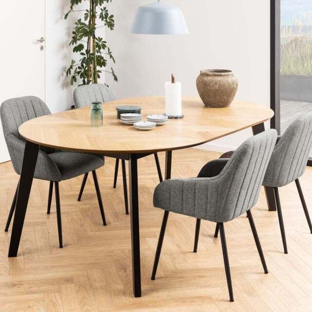 Florence Georgetown Round 6 Seater Dining Table Oak and Black - Furniture To Go - Wilko - image 1