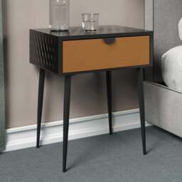 Core Products Jupiter Single Drawer Copper and Black Metal Bedside Cabinet - Wilko - thumbnail 1