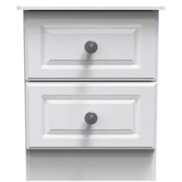 Crowndale Pembroke 2 Drawer Matt White Compact Bedside Cabinet Ready Assembled - White Matt - Wilko - thumbnail 3