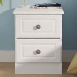 Crowndale Pembroke 2 Drawer Matt White Compact Bedside Cabinet Ready Assembled - White Matt - Wilko - thumbnail 1