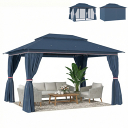 Outsunny 3 x 4m Dark Blue Double Roof Garden Gazebo - Wilko - thumbnail 3