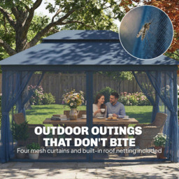 Outsunny 3 x 4m Dark Blue Double Roof Garden Gazebo - Wilko - thumbnail 7