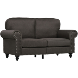 HOMCOM 2 Seater Brown Fabric Accent Chair with Nailhead Trim Rolled Arms - Wilko - thumbnail 3