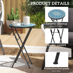 Outsunny Blue Mosaic Folding Garden Coffee Table - Size: 55 x 35.5 x 35.5cm - Wilko - thumbnail 7