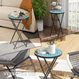 Outsunny Blue Mosaic Folding Garden Coffee Table - Size: 55 x 35.5 x 35.5cm - Wilko - thumbnail 6