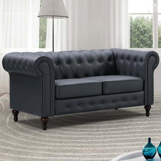 Richland 2 Seater Grey Leather Sofa - Artemis Home - Wilko - image 1