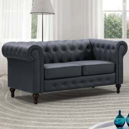 Richland 2 Seater Grey Leather Sofa - Artemis Home - Wilko
