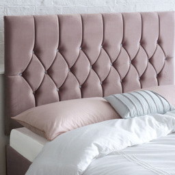 Aspire Furniture Catherine Lansfield Boutique Small Double Blush Brushed Velvet Headboard - Pink - Aspire Beds - Wilko - thumbnail 1