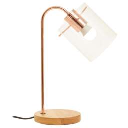 Premier Housewares Matte Black Curved Table Lamp - Size: 25 x 15 x 40cm - Gold - Wilko - thumbnail 1