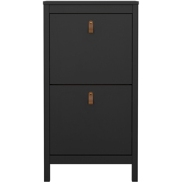 Florence Barcelona 2 Flip Down Doors Matt Black Shoe Cabinet - Size: 24 x 53 x 102cm - Wilko - thumbnail 4