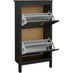 Florence Barcelona 2 Flip Down Doors Matt Black Shoe Cabinet - Size: 24 x 53 x 102cm - Wilko - thumbnail 5