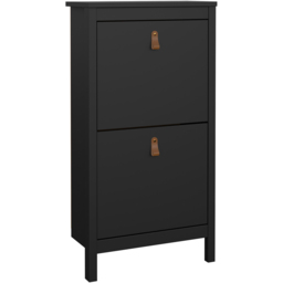 Florence Barcelona 2 Flip Down Doors Matt Black Shoe Cabinet - Size: 24 x 53 x 102cm - Wilko - thumbnail 3