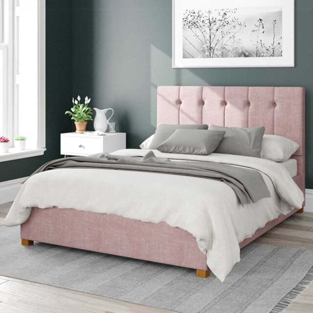 Aspire Hepburn Small Double Tea Rose Pure Pastel Cotton Ottoman Bed - Pink - Aspire Beds - Wilko - image 1