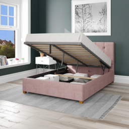 Aspire Hepburn Small Double Tea Rose Pure Pastel Cotton Ottoman Bed - Pink - Aspire Beds - Wilko - thumbnail 3
