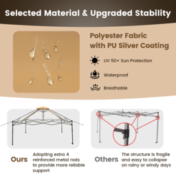 Costway 4 x 4m Brown Pop Up Gazebo with Mesh Sidewalls - Wilko - thumbnail 7