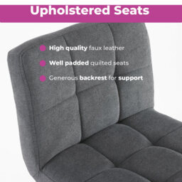 Neo Dark Grey and Black Fabric Swivel Bar Stool Set of 2 - Wilko - thumbnail 7