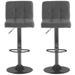 Neo Dark Grey and Black Fabric Swivel Bar Stool Set of 2 - Wilko - thumbnail 4