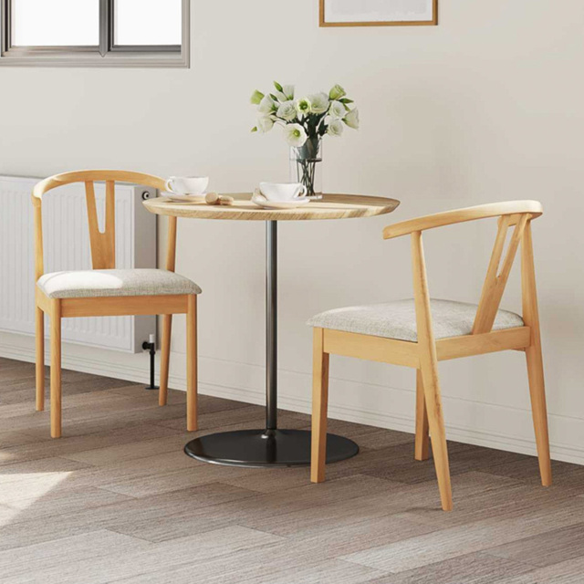 vidaXL Set of 2 Natural Rubberwood Dining Chairs - Brown - Wilko - image 1