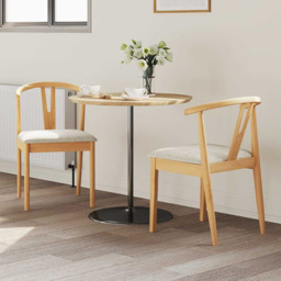 vidaXL Set of 2 Natural Rubberwood Dining Chairs - Brown - Wilko - thumbnail 1