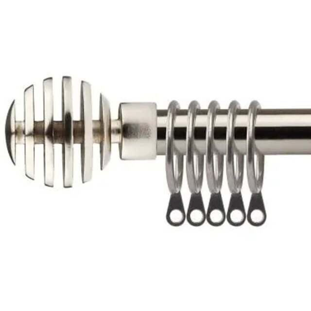 New Edge Blinds 120-210cm Extendable Brushed Silver Geneva Metal Curtain Pole - Size: 120 - 210cm - Wilko - image 1