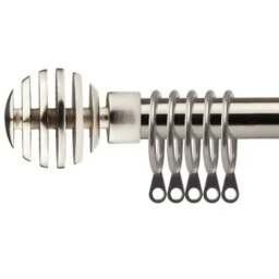 New Edge Blinds 120-210cm Extendable Brushed Silver Geneva Metal Curtain Pole - Size: 120 - 210cm - Wilko - thumbnail 1