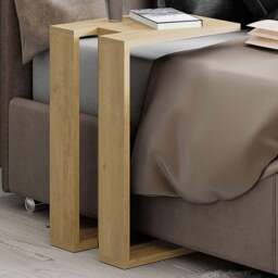 Decortie Muju Oak C Shape Side Table - Size: 57 x 30 x 40cm - Cream - Wilko