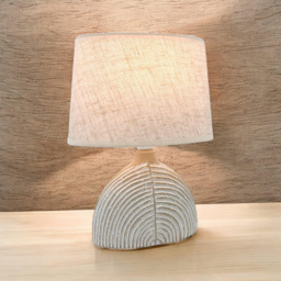 Acacia Home 30cm Cream Cement Table Lamp with Beige Fabric Shade - Size: 30 x 23 x 14cm - Multi - Wilko - thumbnail 3