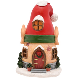 The Seasonal Gift Co. Santa and Friends Elf House LED Christmas Decoration 15cm - Size: 15 x 10.5 x 9cm - Red - Wilko