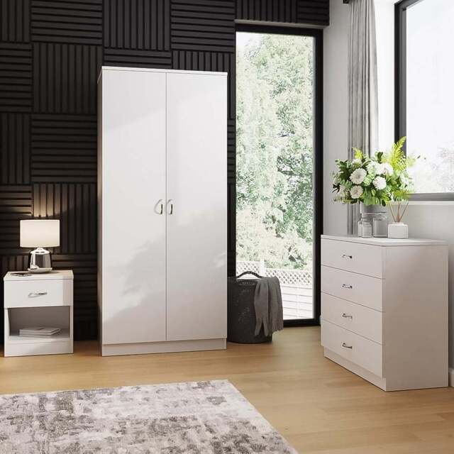 FWStyle Promo White 3 Piece Modern Bedroom Furniture Set - Wilko - image 1