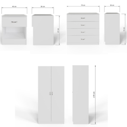 FWStyle Promo White 3 Piece Modern Bedroom Furniture Set - Wilko - thumbnail 6