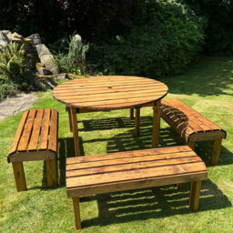 Charles Taylor Knights 8 Seater Round Garden Dining Bench Set - Brown - Wilko - thumbnail 3
