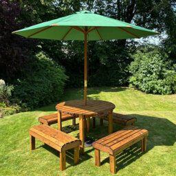 Charles Taylor Knights 8 Seater Round Garden Dining Bench Set - Brown - Wilko - thumbnail 5