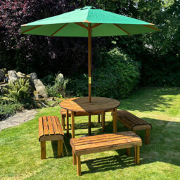 Charles Taylor Knights 8 Seater Round Garden Dining Bench Set - Brown - Wilko - thumbnail 4